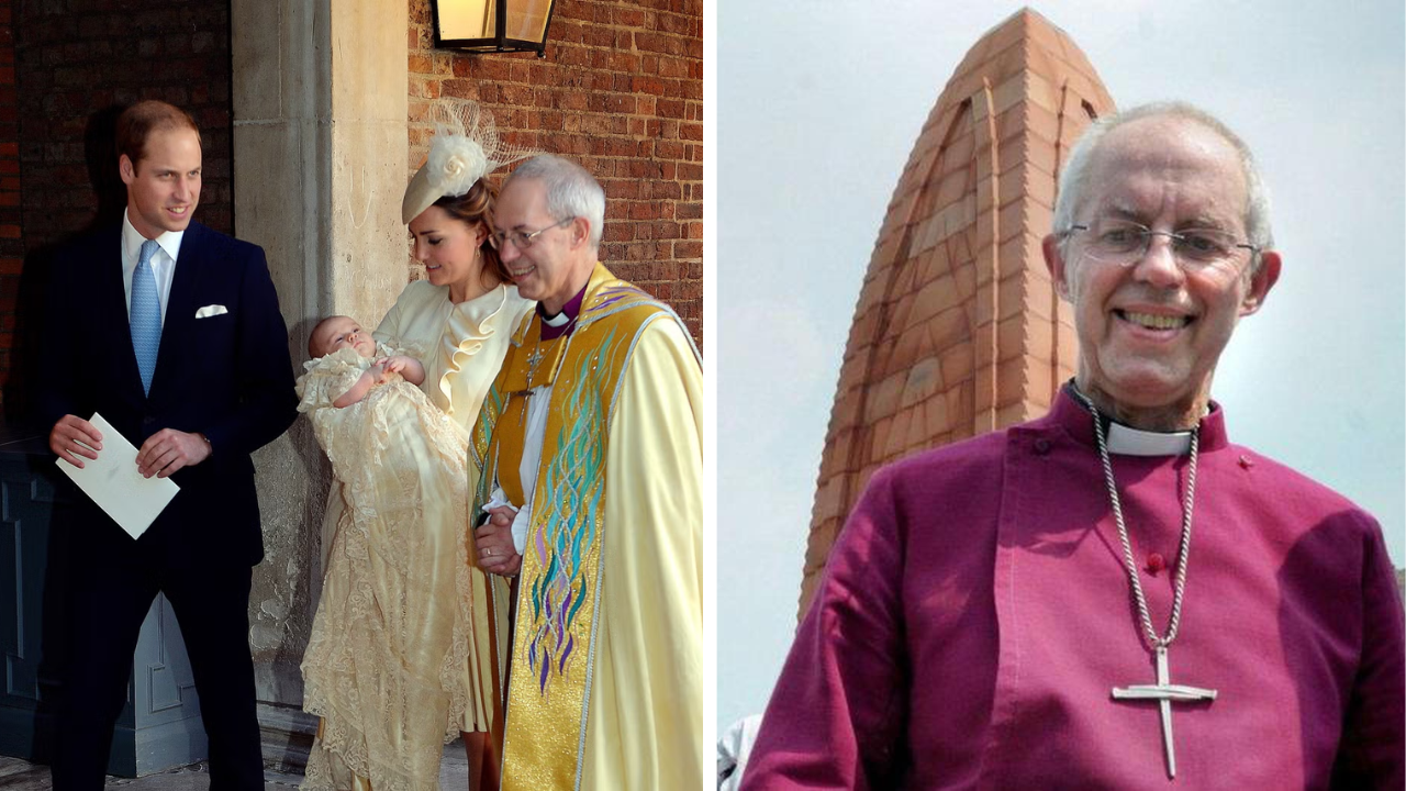 (L) Archbishop Justin Welby with Prince Harry and Meghan Markle (R) Welby at Jallianwalla Bagh