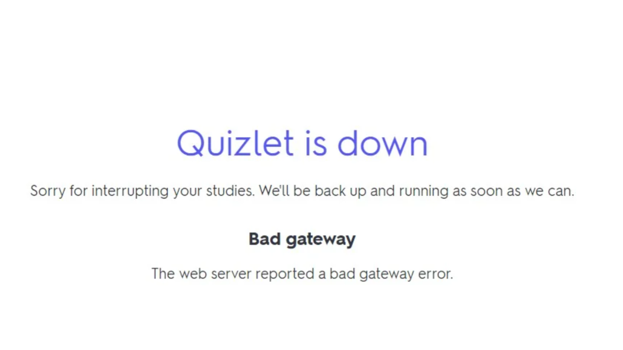 Quizlet is DOWN