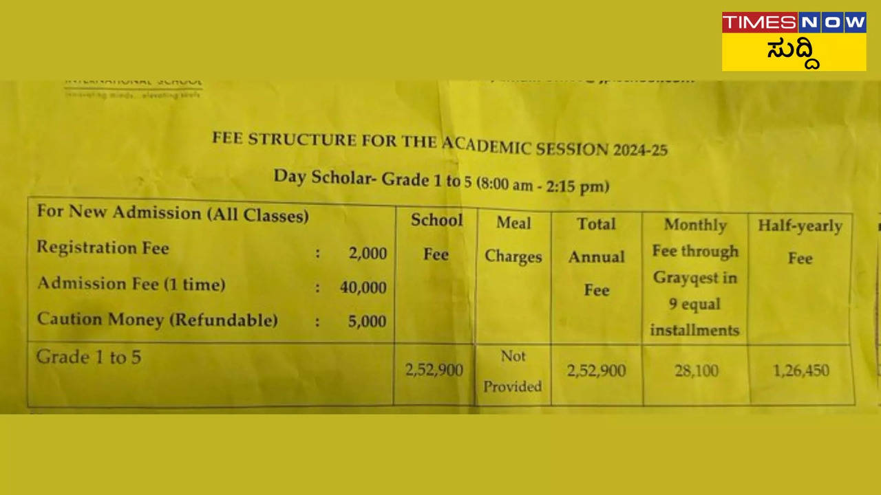 1ನೇ ತರಗತಿಗೆ ಶಾಲಾ ಶುಲ್ಕ 4.27 ಲಕ್ಷ ರೂ.ಗಳು