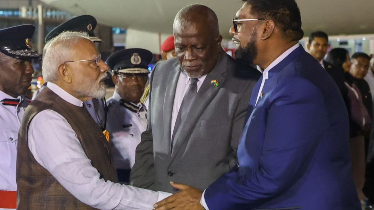 Landed in Guyana a short while ago. Gratitude to President Dr. Irfaan Ali, PM Mark Anthony Phillips, senior ministers and other dignitaries for coming to receive me at the airport