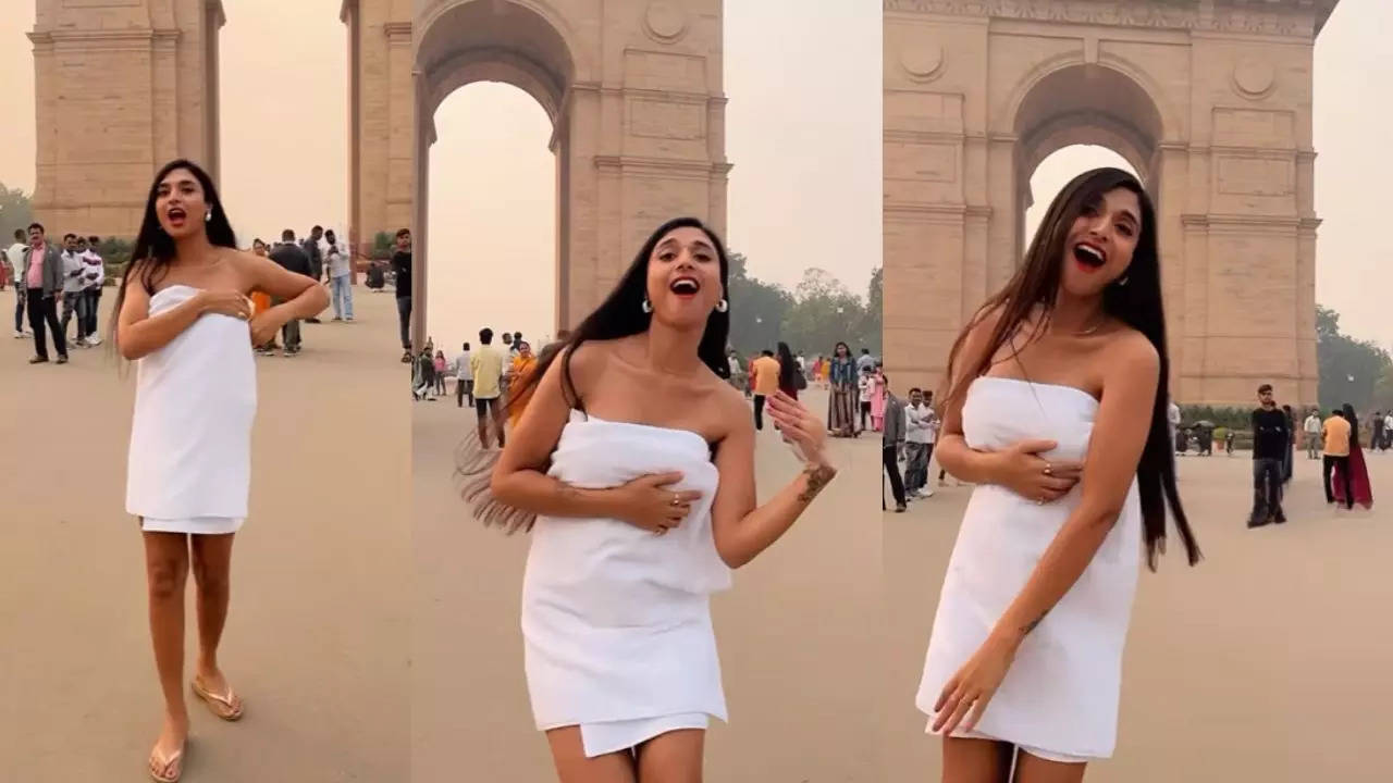 Viral Video shows Kolkata model towel dancing in front india gate creates controversy