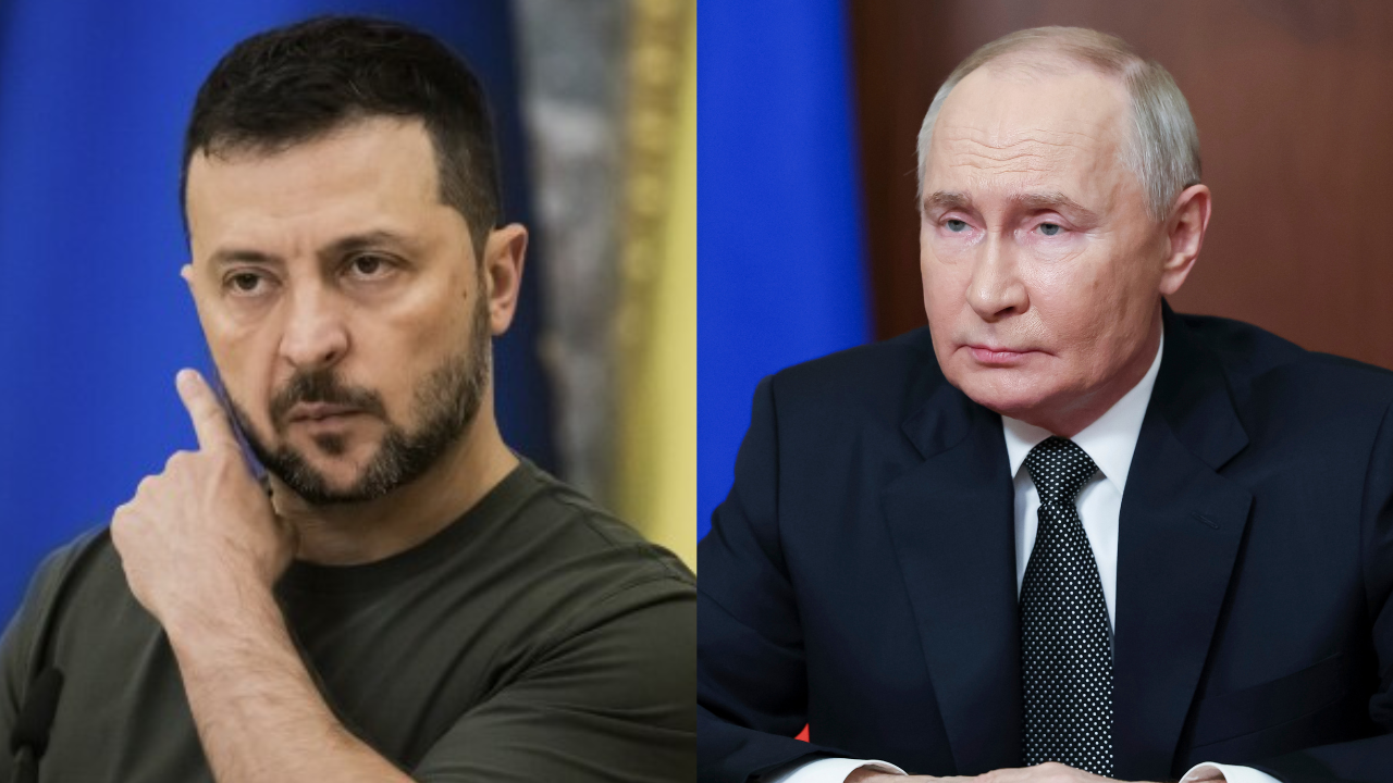 Volodymyr Zelenskyy and Vladimir Putin