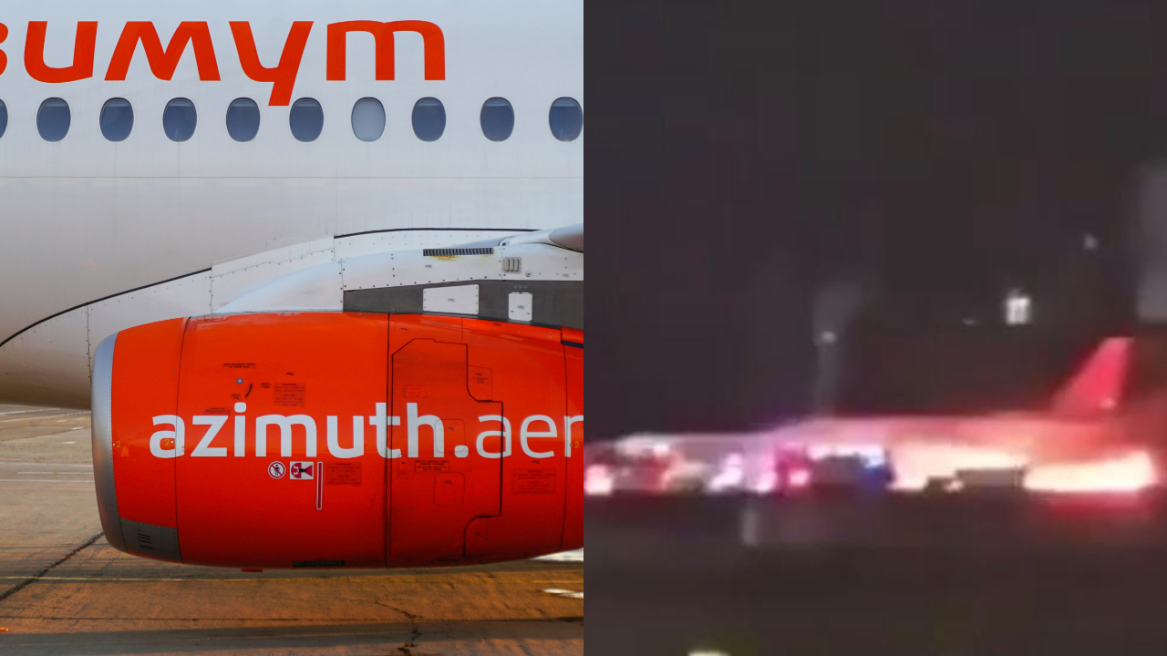 Russian Azimuth Airlines Sukhoi SuperJet 100 Turkey Airport Fire