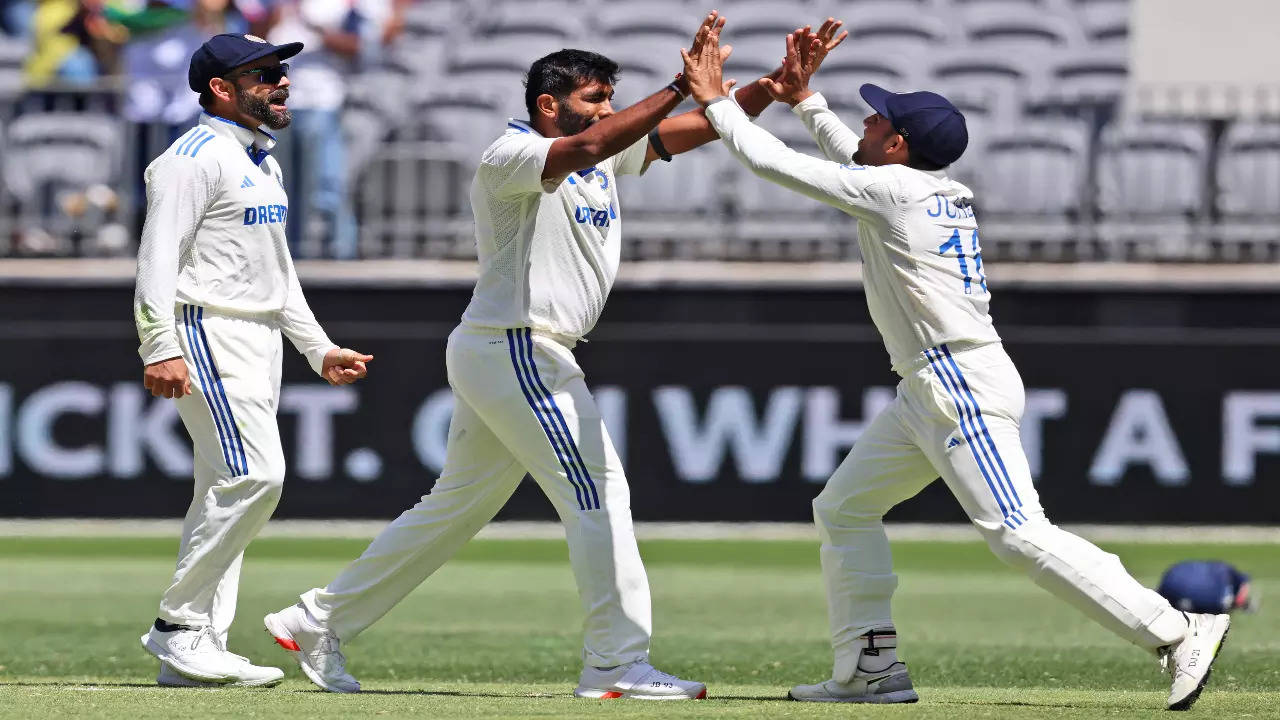 Jasprit Bumrah celebrating a wicket