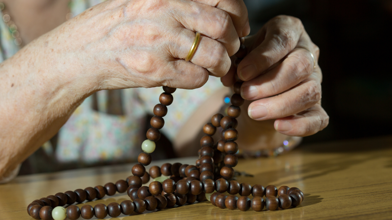 Chanting mantras at night