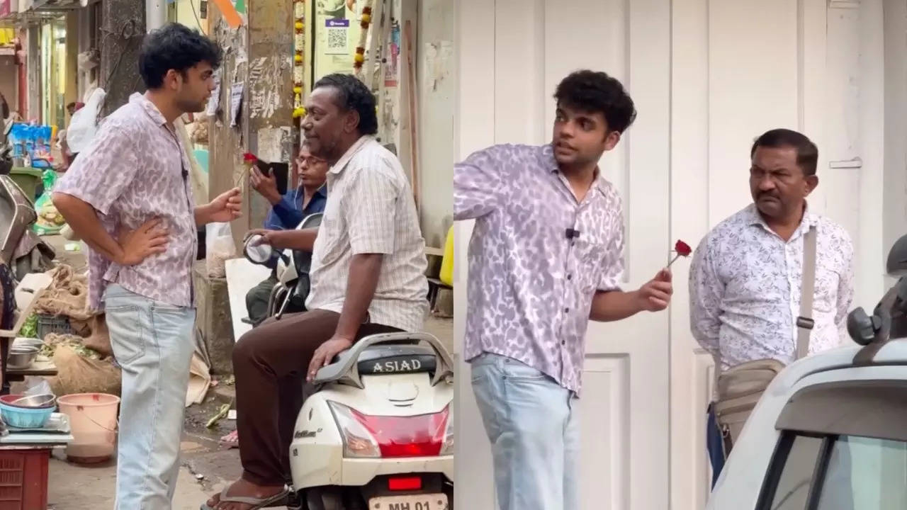 Joshi prankingly proposes to stranger men on Mumbai's streets.| Prannay Joshi/Instagram