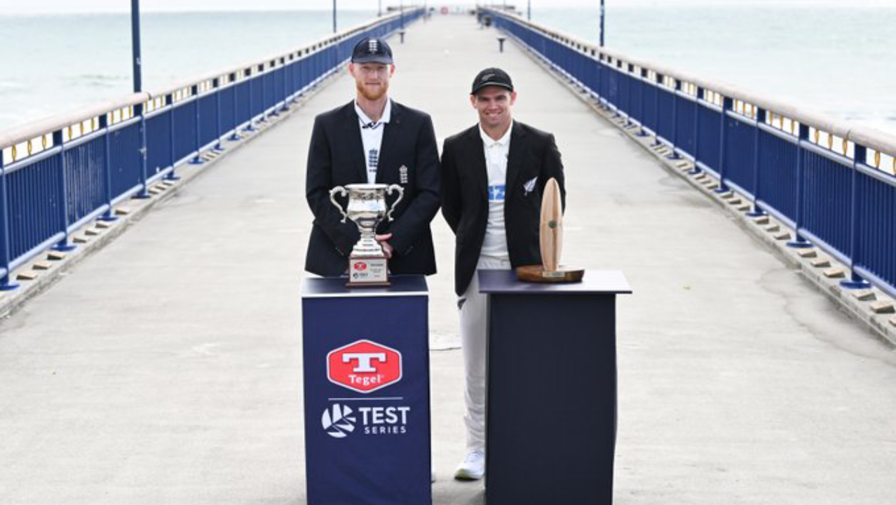 Ben Stokes Tom Latham trophy England vs New Zealand Test trophy 2024