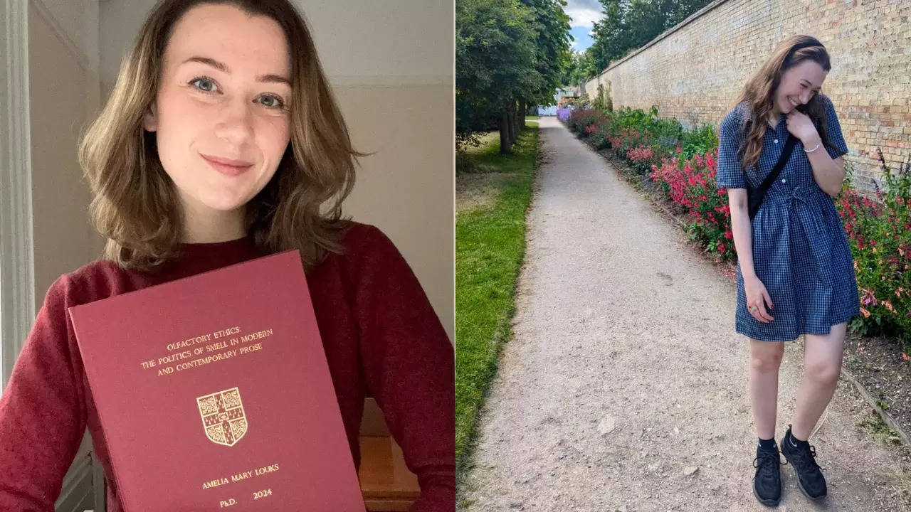 Dr. Ally Louks, who is currently teaching at Cambridge, with her PhD thesis. | @DrAllyLouks/X