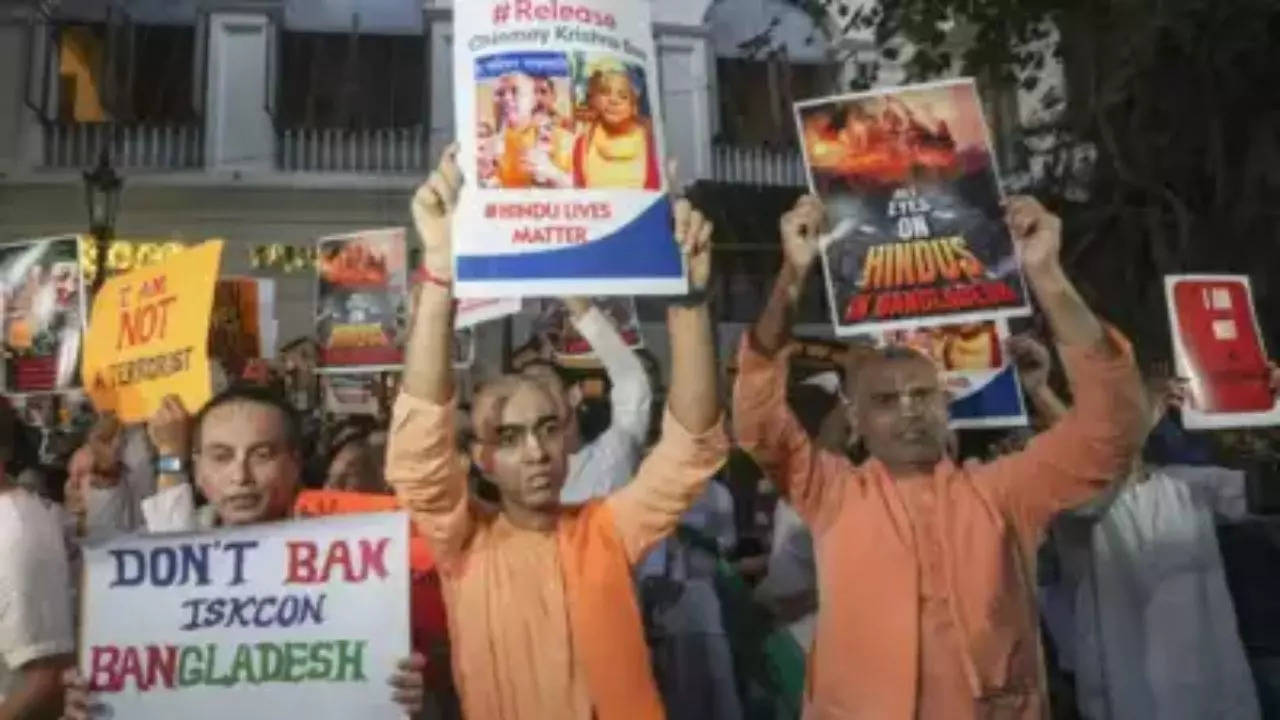 ISKCON priests protest in Bangladesh