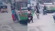 Video: Teens run over by crowded bus as vehicle moves near Hyderabad
