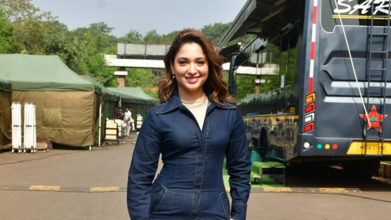 Tamannaah Bhatia in fitted denim dress from Qua