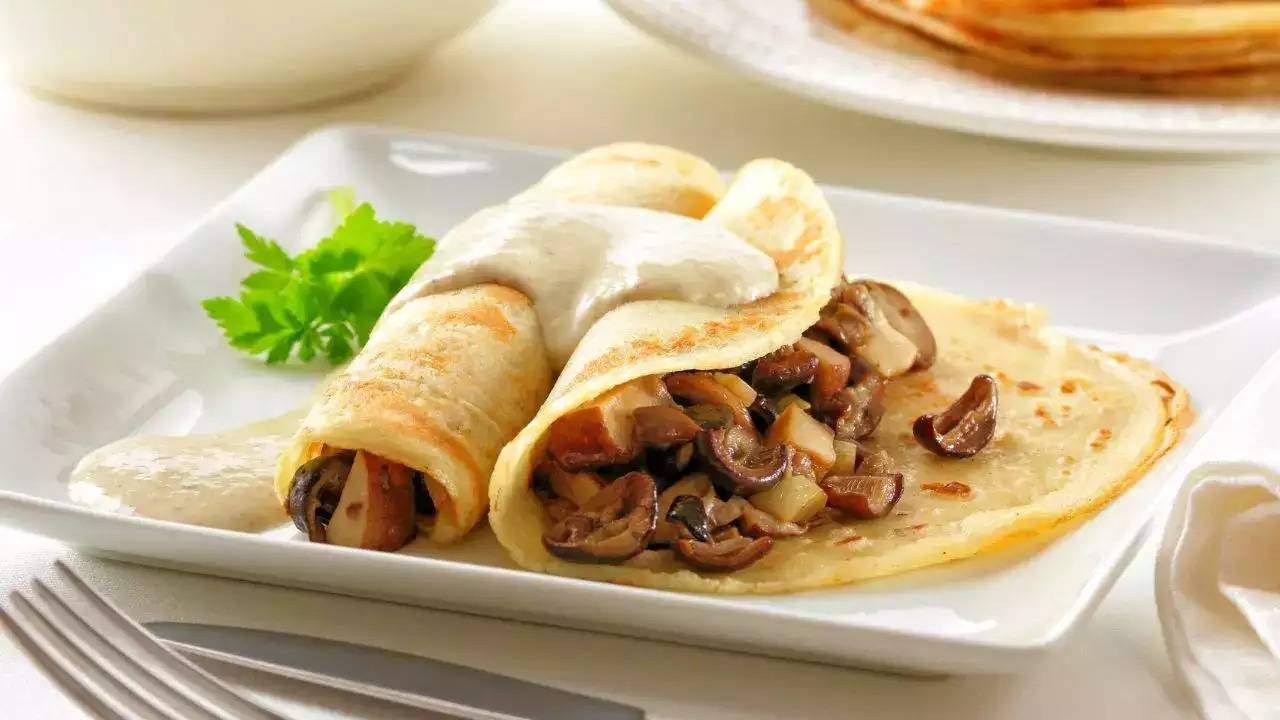 Mushroom And Britannia The Laughing Cow Creamy Cheese Sachet Pancakes For A Savoury Tiffin Surprise