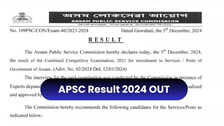 APSC CCE 2024 final result declared on apscnicin, get direct link here