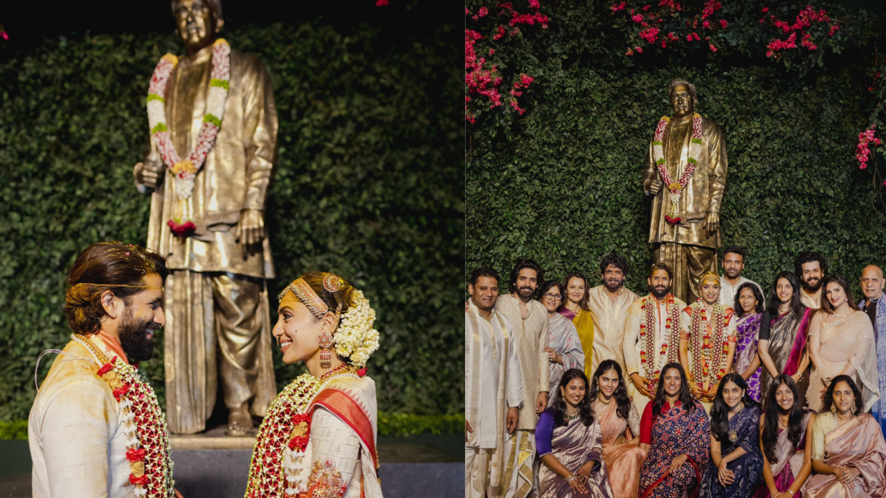 Nagarjuna Akkineni Shares New Pics Of Newlyweds Naga Chaitanya-Sobhita Dhulipala In Front Of ANR Statue