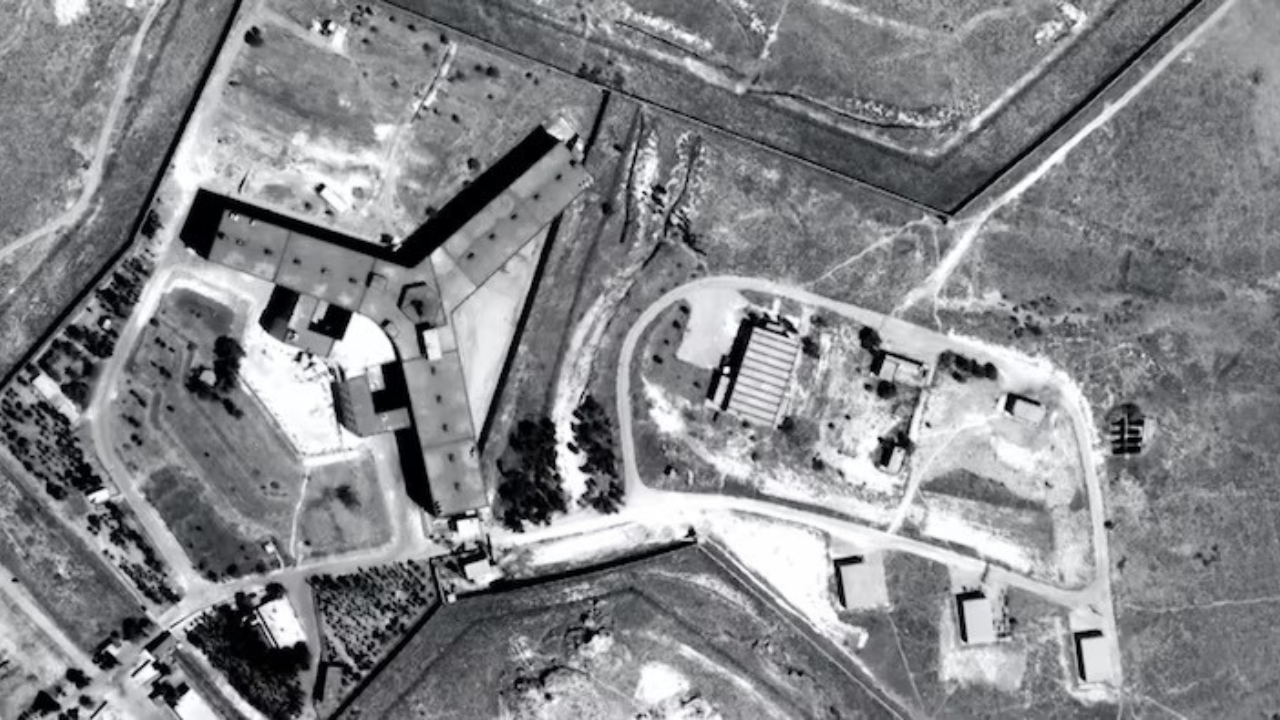 A satellite view of Sednaya Prison