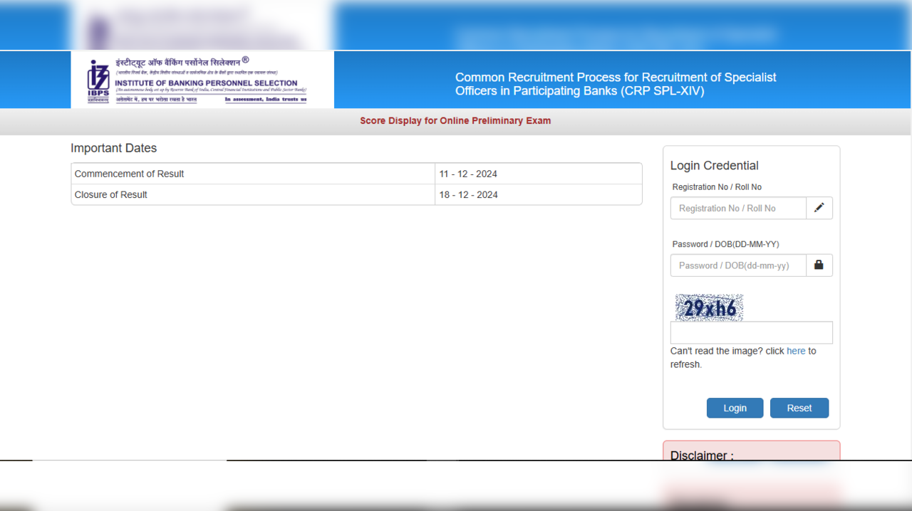 IBPS SO Score Card 2024 Released at ibps.in, Check Prelims Marks Here