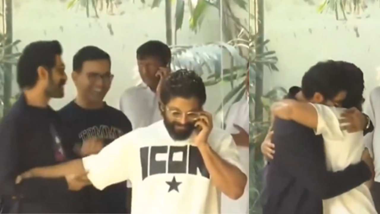 Allu Arjun STOPS Rana Daggubati, Shares Warm Hug In Viral Video. Netizens Scream 'So Happy To See You Like This'