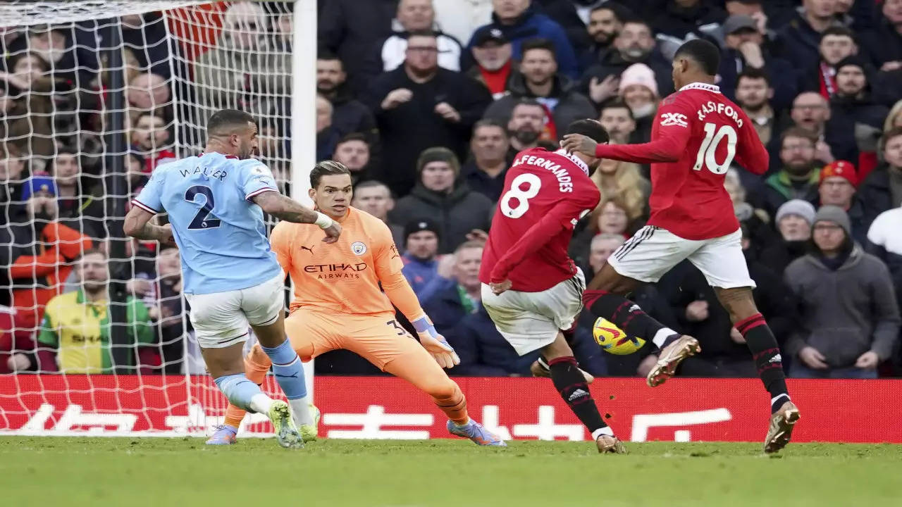 Manchester City host Manchester United in the Premier League