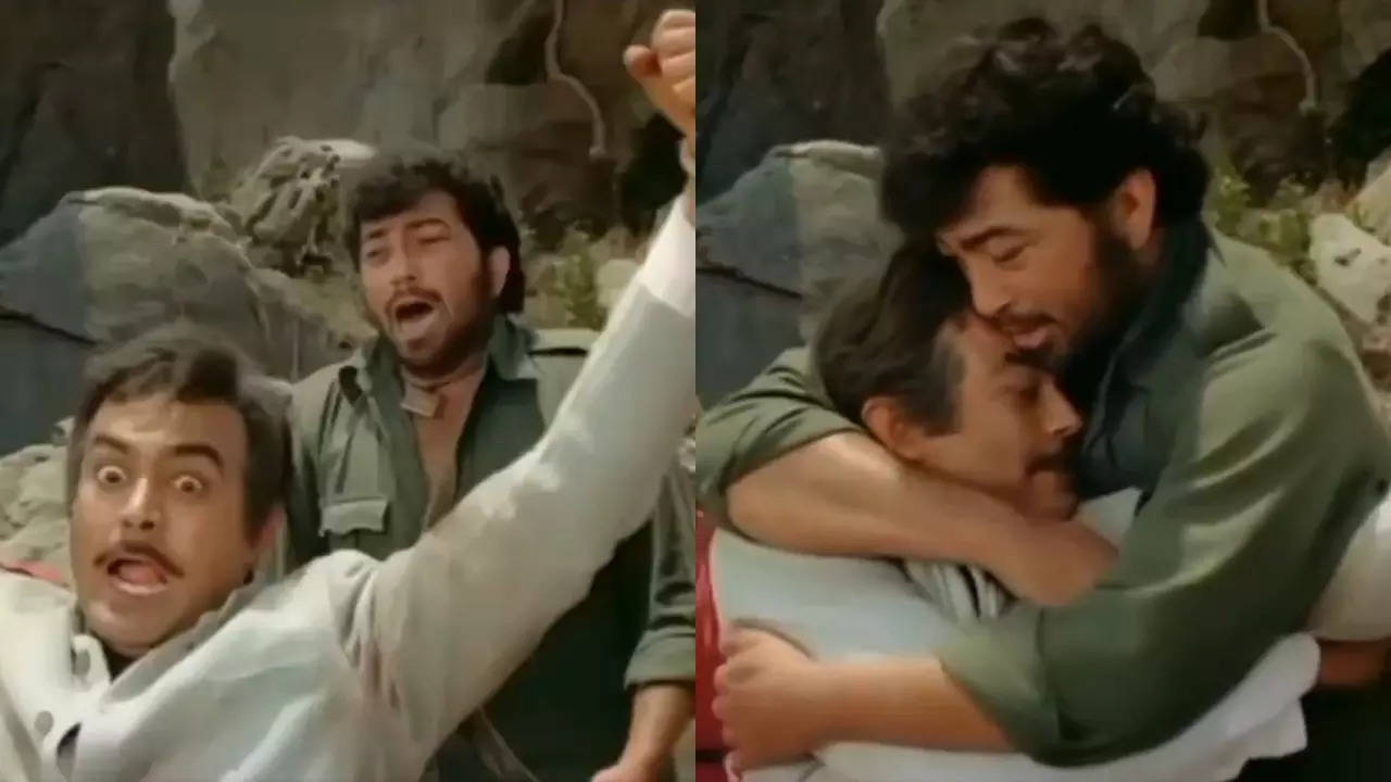 Gabbar hugs Thakur in an AI reimagining of Sholay. | Image courtesy: Gabbar Singh