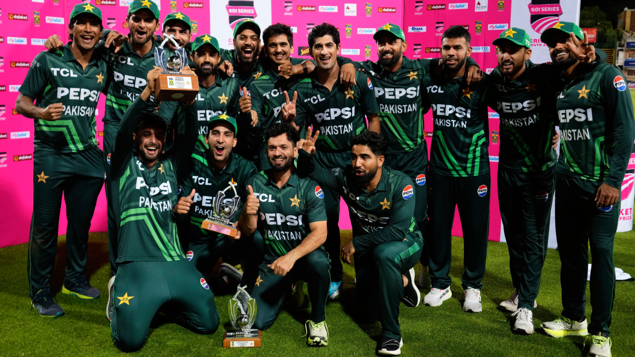 Pakistan ODI team trophy SA 2024 AP