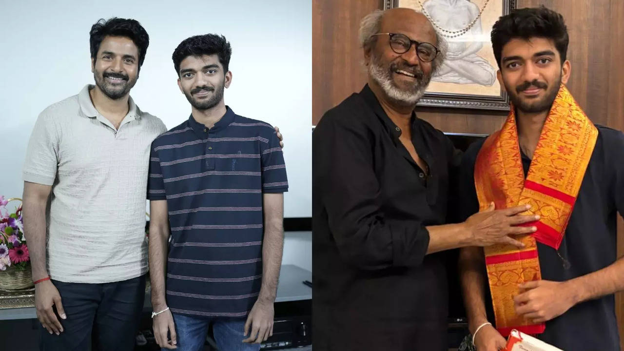 Chess Champion Gukesh meets Rajinikanth and Sivakarthikeyan