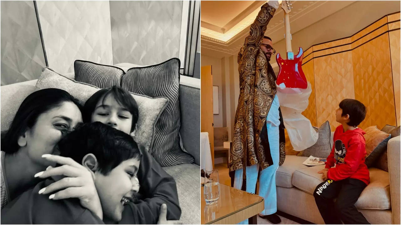 Kareena Kapoor Makes Son Jeh Giggle With Her Cuddles, Saif Ali Khan Gifts Guitar To Taimur On Christmas 2024