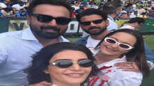 Karishma Tanna-Varun Bangera clash with Sonakshi Sinha-Zaheer Iqbal during India vs Australia test match in Melbourne.