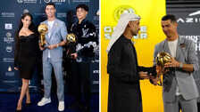 We loved Cristiano Ronaldo's sleek Givenchy harness suit at an awards ceremony in Dubai