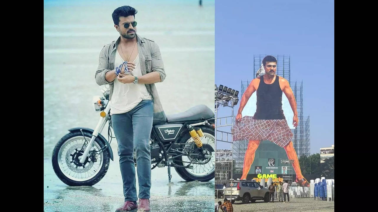 Ram Charan cutout vijayawada