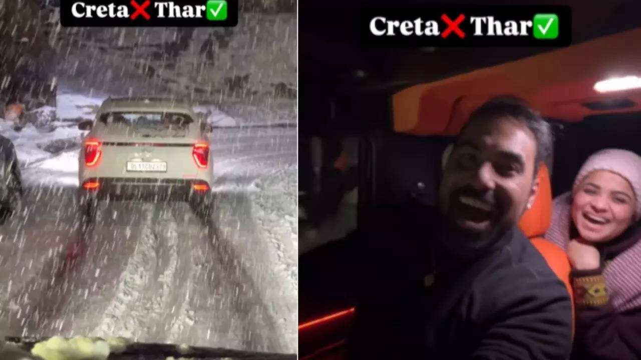 Mahindra Thar Dominates Icy Roads While Creta Struggles