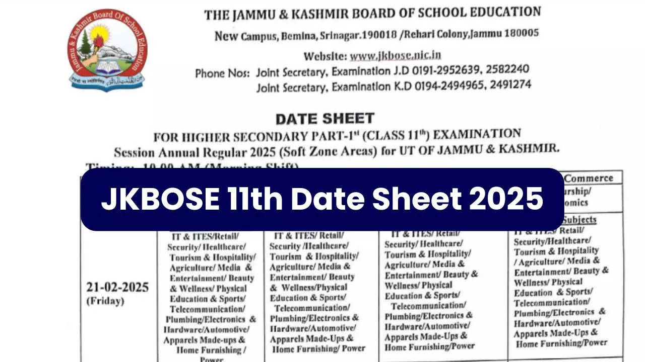 JKBOSE 11th Date Sheet 2025 Out