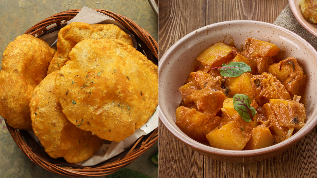 Methi poori with sitaphal sabzi for breakfast