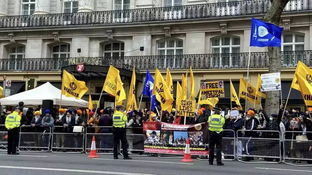 Pro-Khalistani Protesters Gather Outside Indian High Commission In London