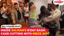 Inside glimpses of Salman Khan's birthday party at midnight, the actor cuts the cake with niece Ayat