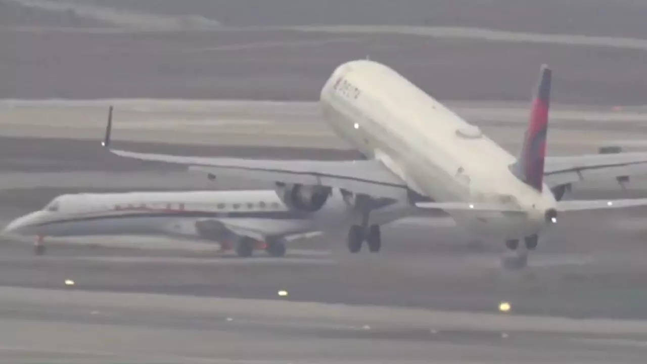 Video shows two airlines in a near-collision