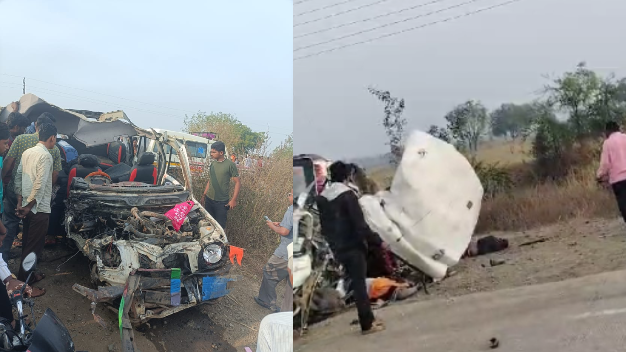 maharashtra scorpio truck crash video: 4 devotees killed, 7 injured in scorpio-truck collision in akkalkot near pune