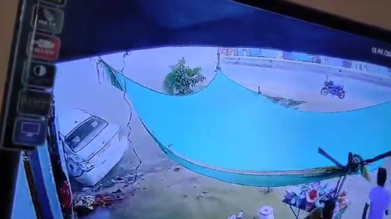hyderabad road accident video speeding car hits woman walking on roadside flips 3 times near hyderabad pedestrian dies