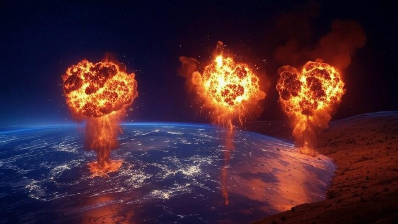 Asteroids hitting earth (AI-Generated Image)