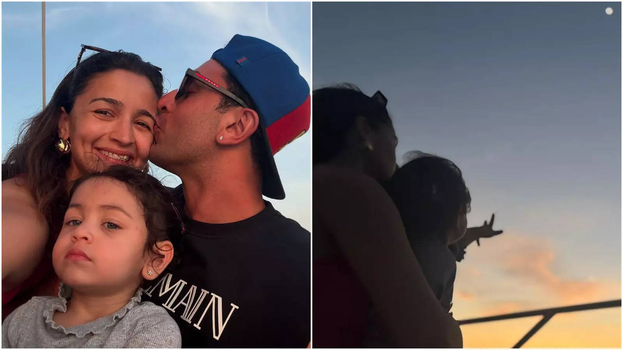 Ranbir Kapoor Kisses Alia Bhatt As They Welcome 2025, Raha Enjoys Moon Gazing With Mom On Yacht