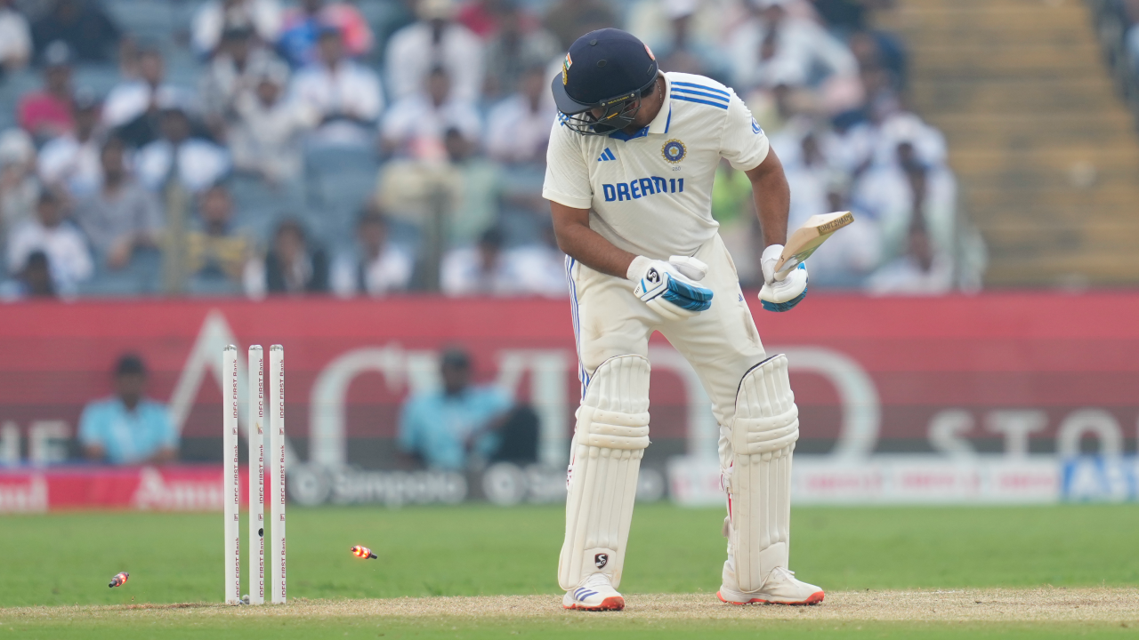 Rohit Sharma Test bowled Pune NZ AP