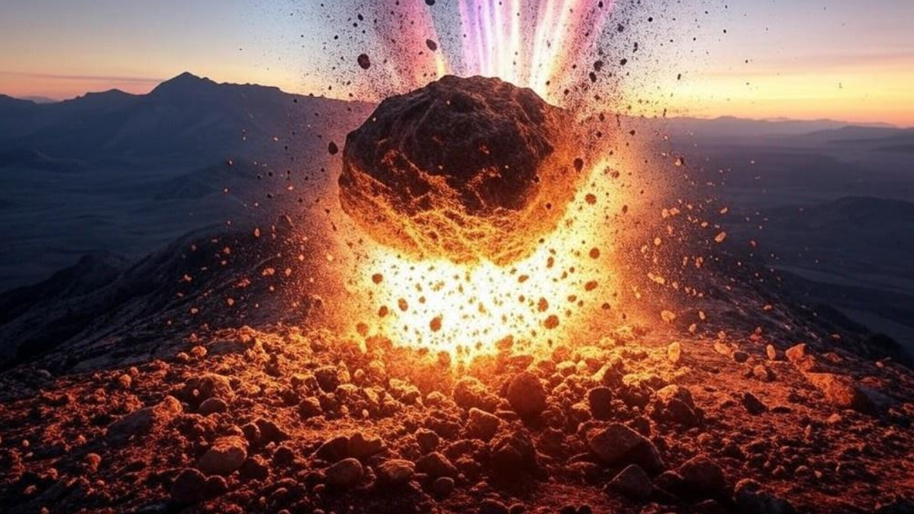 Asteroid Hitting Earth (AI-Generated Image)