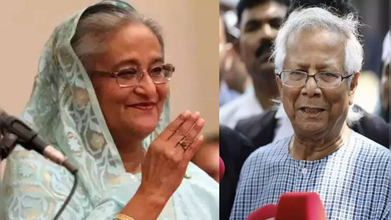 Sheikh Hasina and interim government head Mohammd Yunus