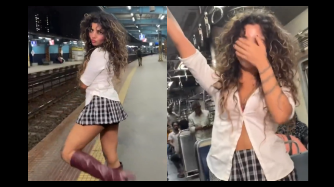 Woman’s photoshoot on a Mumbai local train goes viral.