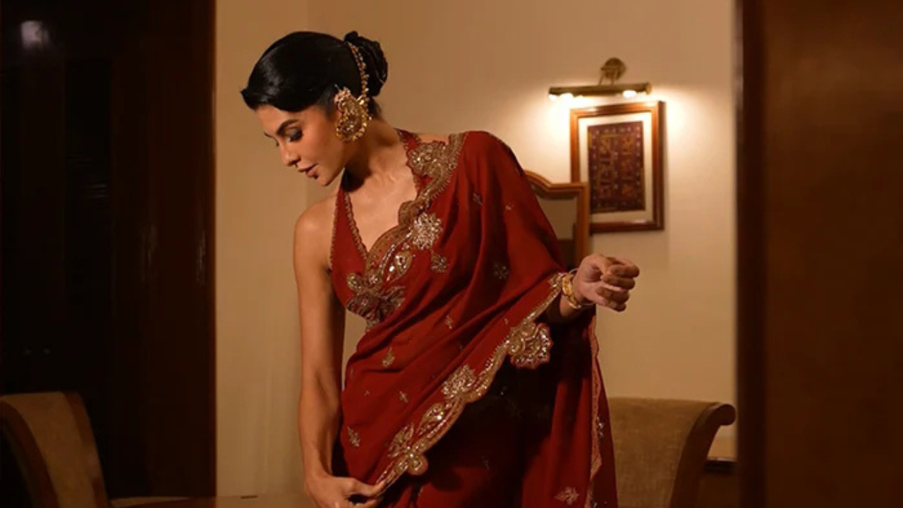 Decoding Jacqueline Fernandez's red saree