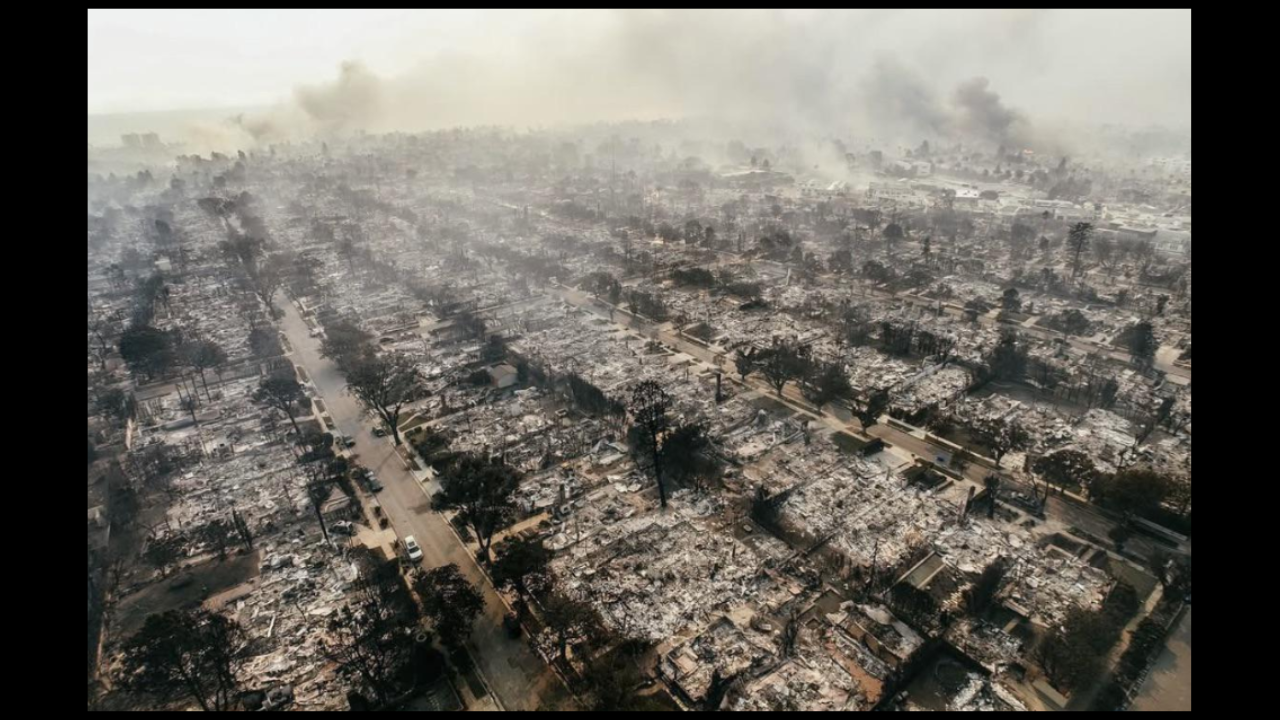 Aerial shots of Los Angeles fires go viral.