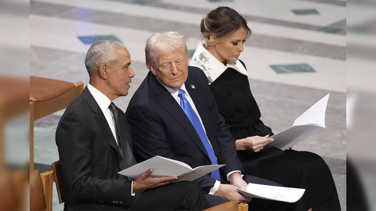 Barack Obama and Donald Trump at Jimmy Carter's Funeral