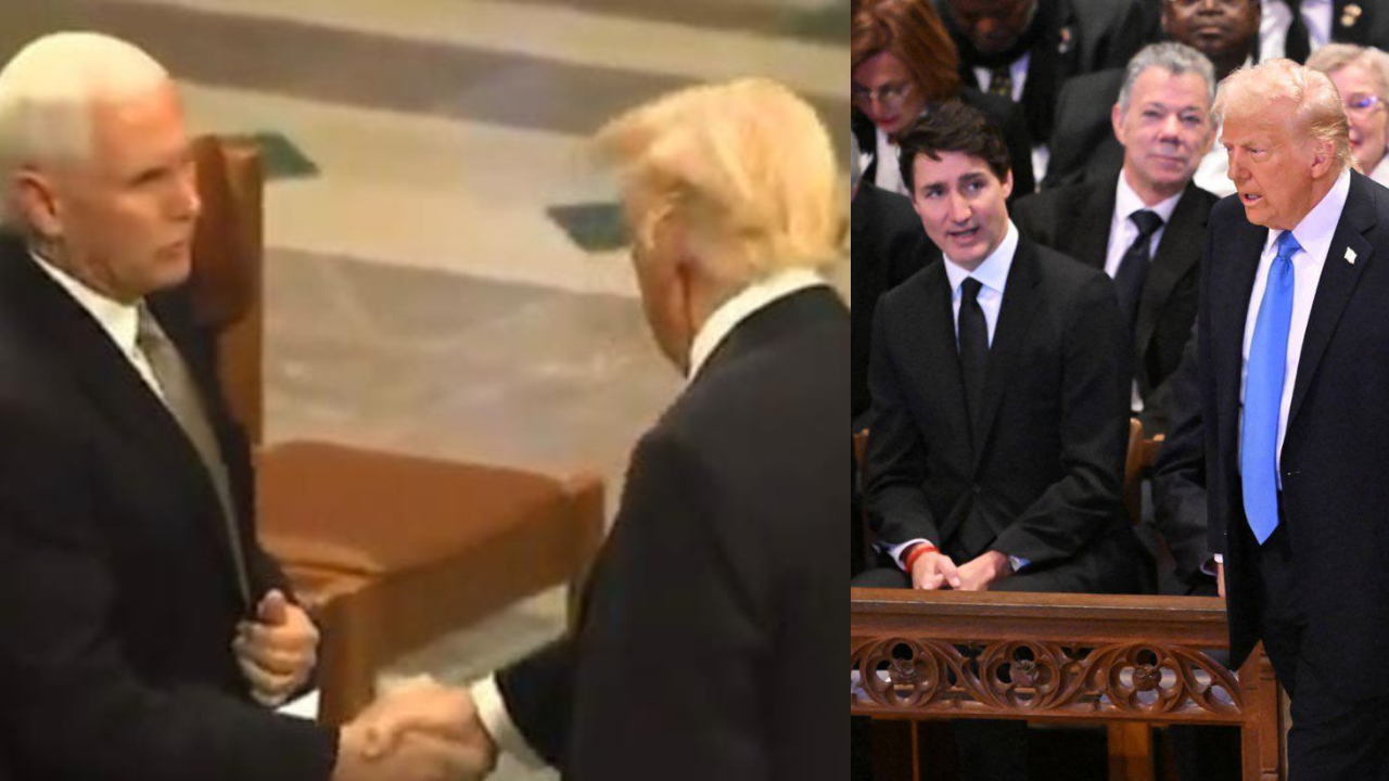 Trump Pence Trudeau At Jimmy Carter Funeral