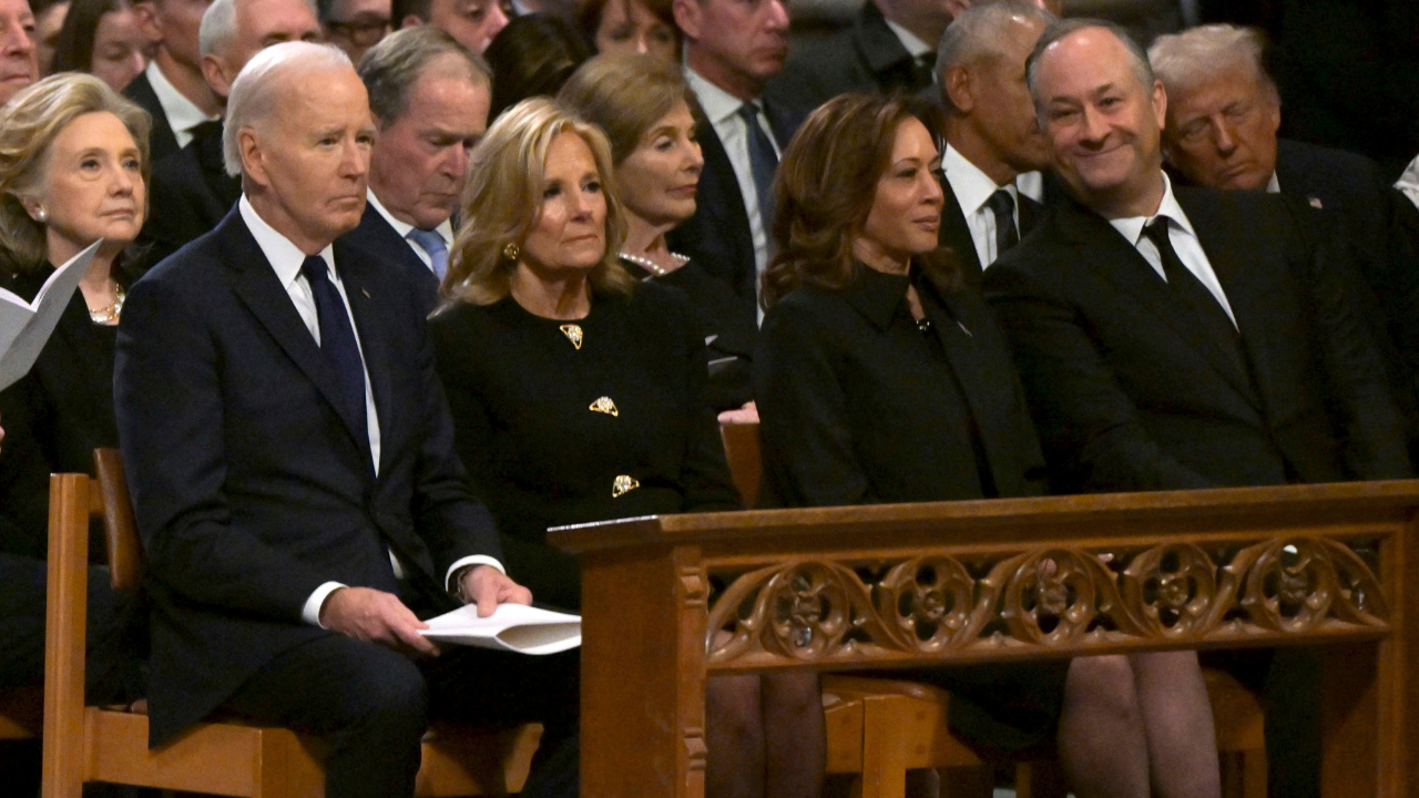 Joe Biden and Kamala Harris at Jimmy Carter's funeral