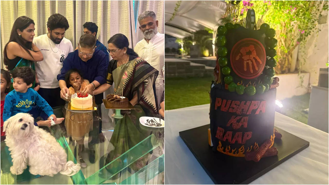 Allu Arjun Celebrates Father Allu Aravind's 76th Birthday With 'Pushpa Ka Baap' Cake