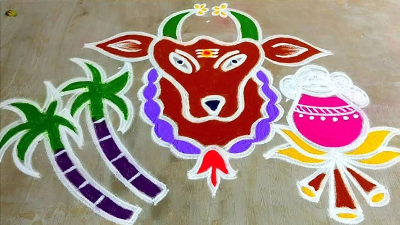  Mattu Pongal Rangoli : மாட்டு பொங்கல் அன்று மாடு வரைவது எப்படி? 